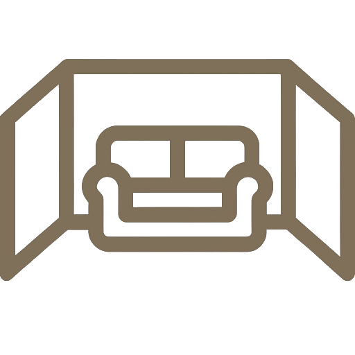 Icono de sala de estar con sofá, relacionado con Servicios Valorium.
