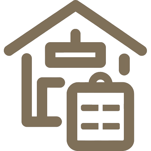 Icono de trabajador de la construcción con casa, representando Servicios Valorium.